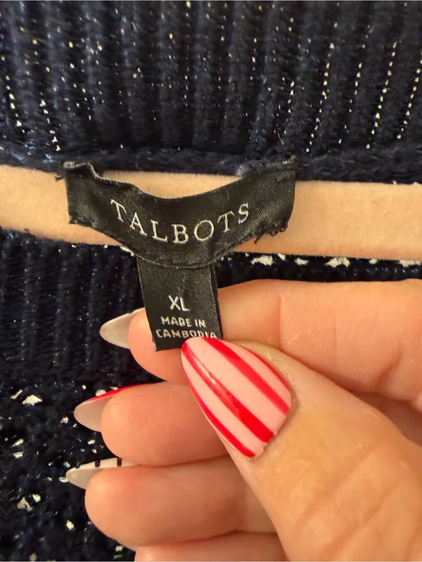Talbots Navy Open-Weave Crewneck Sweater - Image 2