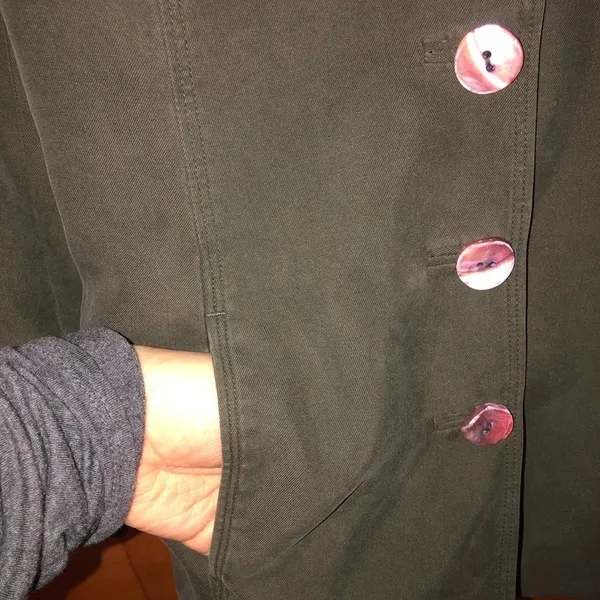 Vintage 90s Dana Buchman button down army green cottagecore Blazer - Image 11