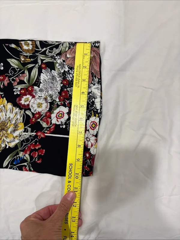 Elie Tahari Black Floral Wide Leg Pants Drawstring Adjustable Waist Size Small - Image 7