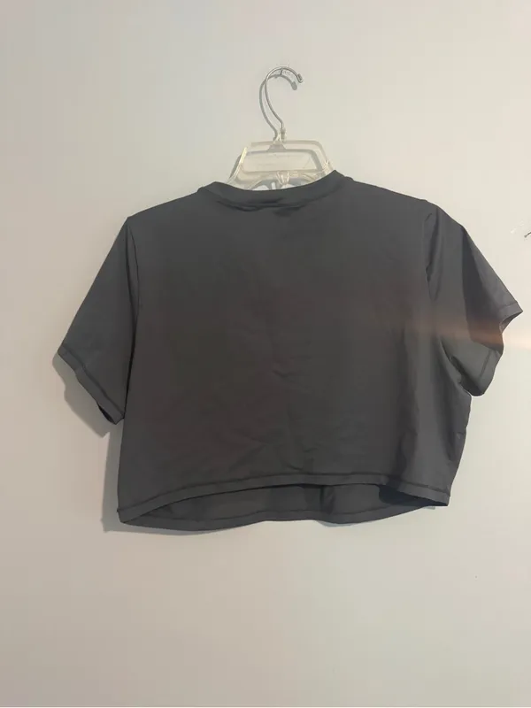 SKIMS Charcoal Grey Cropped Tee Swim Top 3X - Image 5
