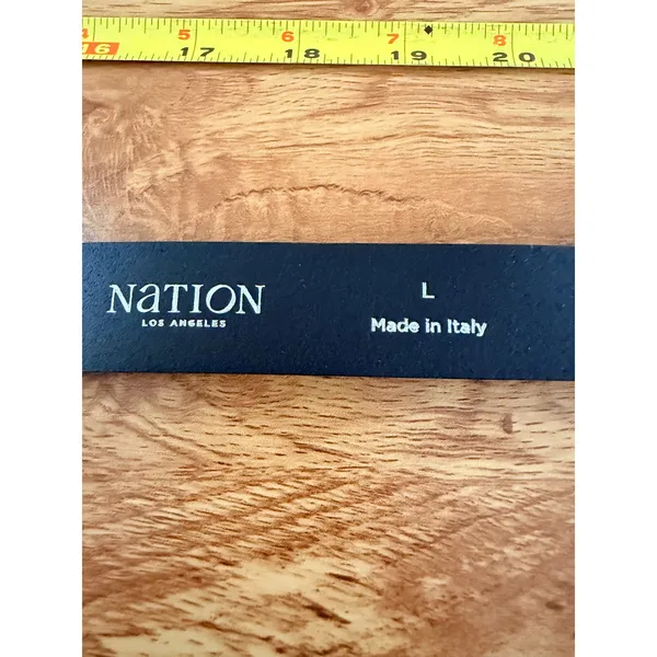 NWT Nation LTD Leather Belt Silver Western Buckle Tip Made in Italy Black Large - Image 3