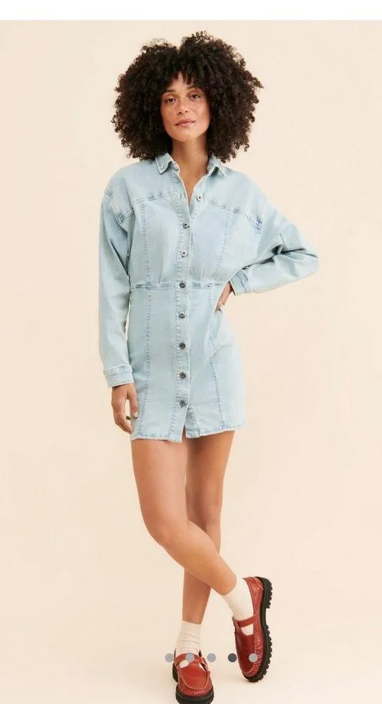 Free People Amber Denim dress Sz 4. Fits L NWT - Image 4