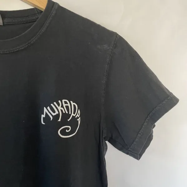 Vintage MuKappa women's size small Black Cotton‎ T-Shirt lightweight summer top - Image 2
