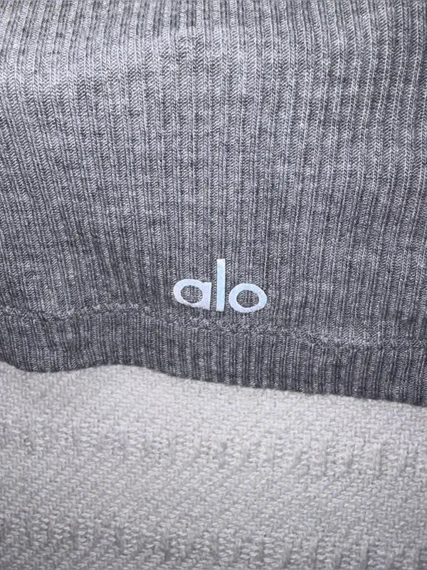 Alo Yoga Womens Ribbed Whisper Bra Tank Top Size S Gray Athleisure Yoga Workout - Image 3