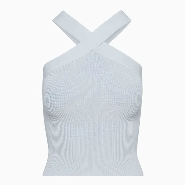 Babaton by Aritzia Sculpt Knit Criss‎ Cross Tank Color lBlue - Image 3