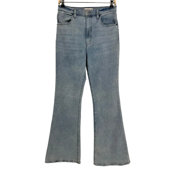 Abercrombie & Fitch The Flare Ultra High Rise Jean 10 Long Light Wash Retro Boho - Image 2