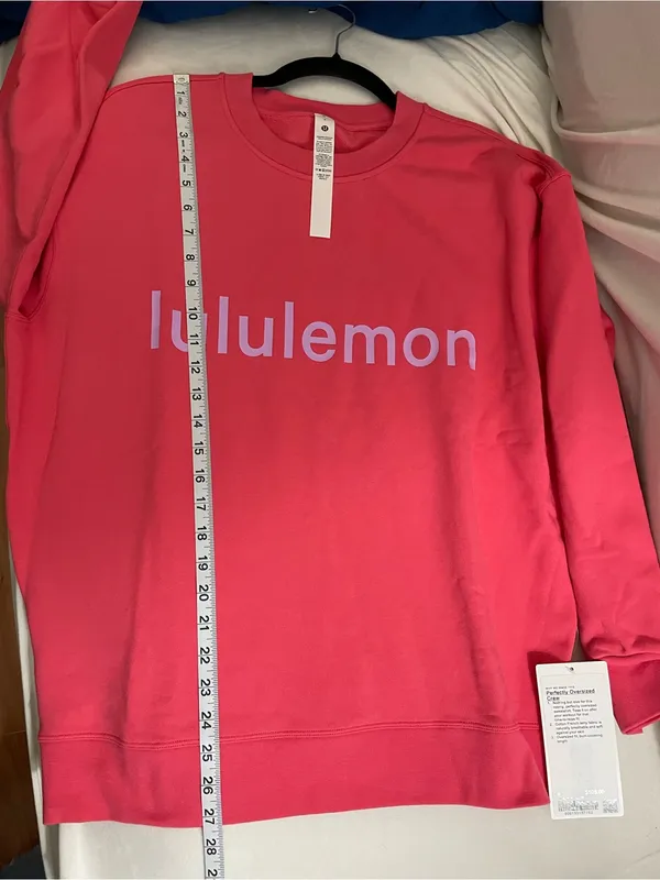Lululemon Perfectly Oversized Crew Glazed Pink Sweatshirt Wordmark Size 4 - Image 8
