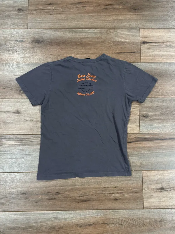 HARLEY DAVIDSON Vintage 2000s Y2k Gray Graphic Moto Biker Tee | Size Medium - Image 4
