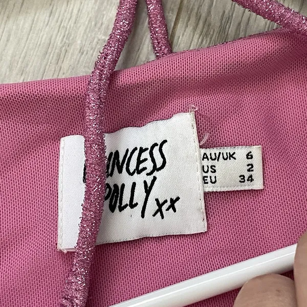 Princess Polly Top halter open long sleeve crop sparkly womens Pink (size 2) - Image 2