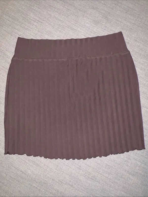 Aerie Ribbed Mini Skirt in Dark Brown offline large stretch casual neutral - Image 3