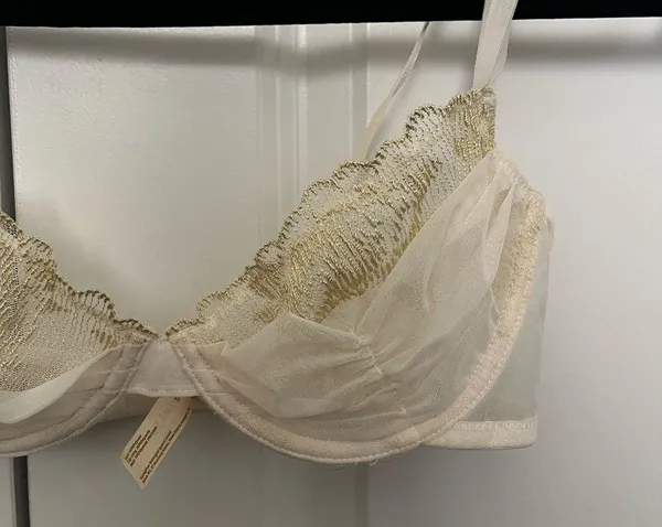 NWOT Crème Su Gold and Cream Mesh Underwired Bra - Image 2