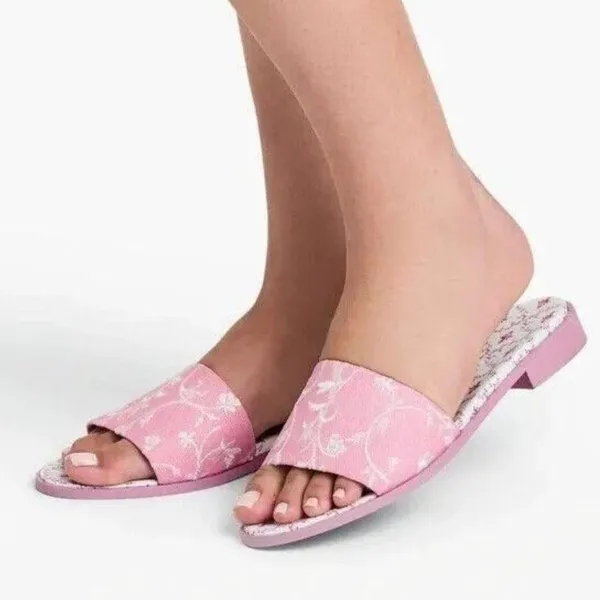 NWT Hill House Home The City Slide Pink Embroidery - Image 3