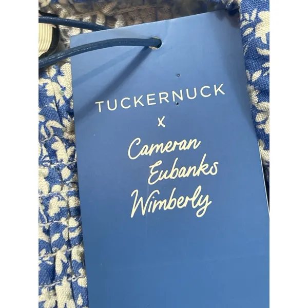 Tuckernuck x Cameron Eubanks Wimberly Blue Floral Linen Blend Smocked Dress NWT - Image 5