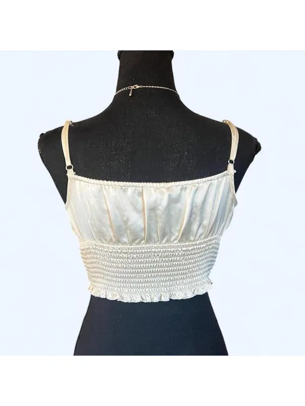 Coastal mermaidcore satin tie front crop top Y2K Forever 21 size small 🤍 - Image 4