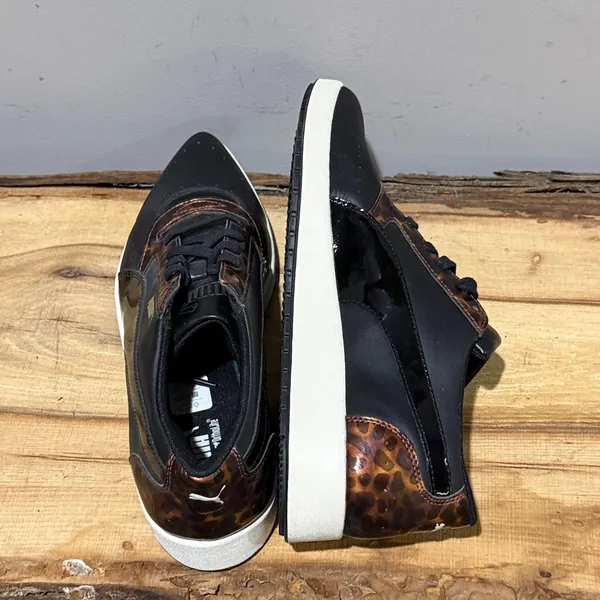 *NEW* Puma Pointy Creepers Patent Black and Tortoise Lace Up Size 10 A43‎ - Image 7