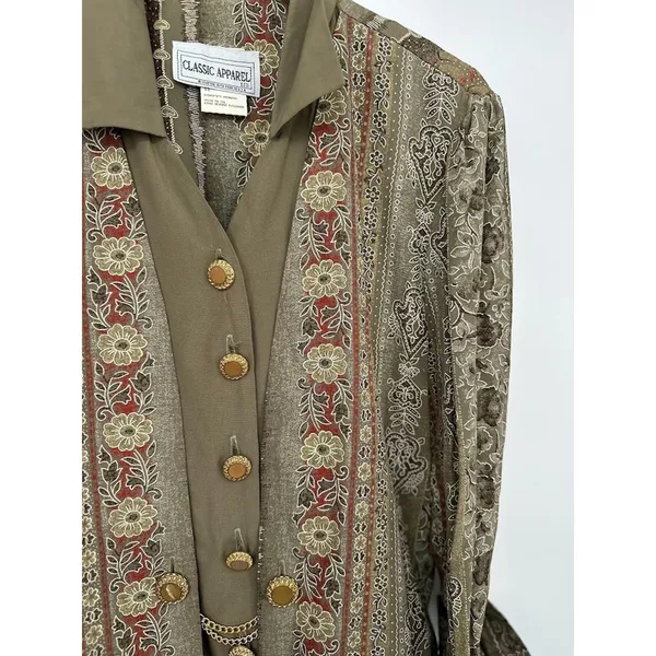 Classic Apparel‎ Vintage Layered Tunic Jacket Eclectic Grandpa Boho Earthy Sz 12 - Image 2