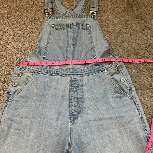 true 90s M vintage ETHYL Light wash denim overalls relaxed fit Cargo Workwear - Image 4