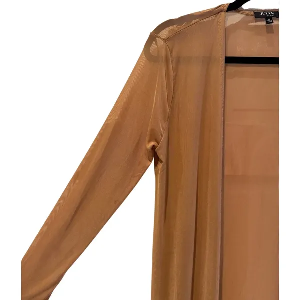 Julia by Love J Cardigan Brown‎ Sheer Mesh Whimsical Duster Cardigan Women M - Image 4