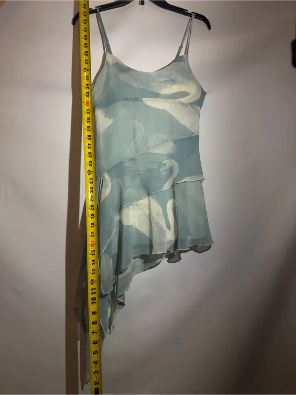 Kimchi Blue Angie Light Blue & Cream Chiffon Asymmetrical Mini Slip Dress S - Image 5