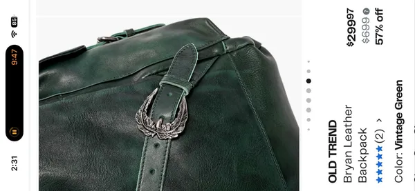 Old Trend Bryan Leather Backpack Green - Image 4