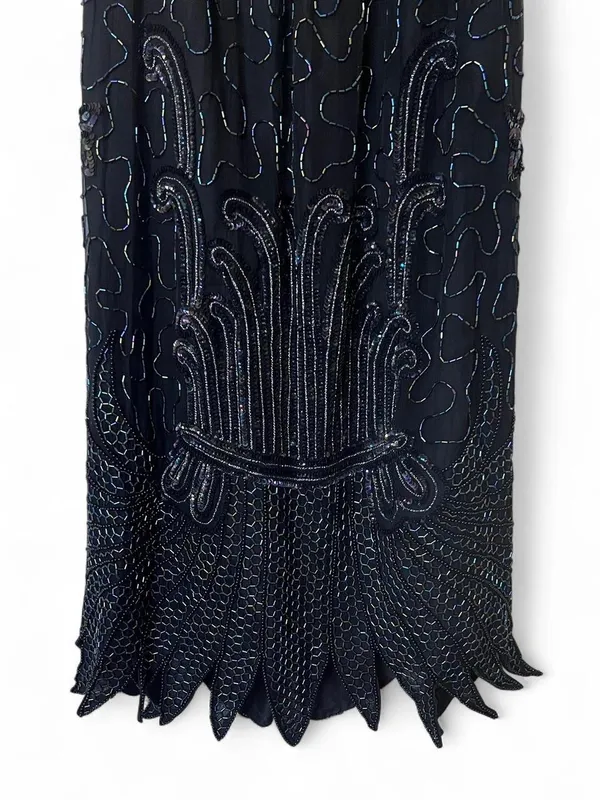 Women’s Black Beaded Midi Skirt Size Small Whimsical Fairy Goth Mermaidcore - Image 3