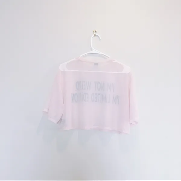 🎈Pink mesh cropped boyfriend shirt top - Image 3