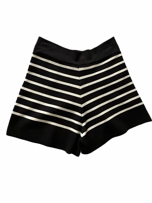 ZARA Black & White Striped Women’s Stretch Knit Pull-On Shorts Small - Image 3