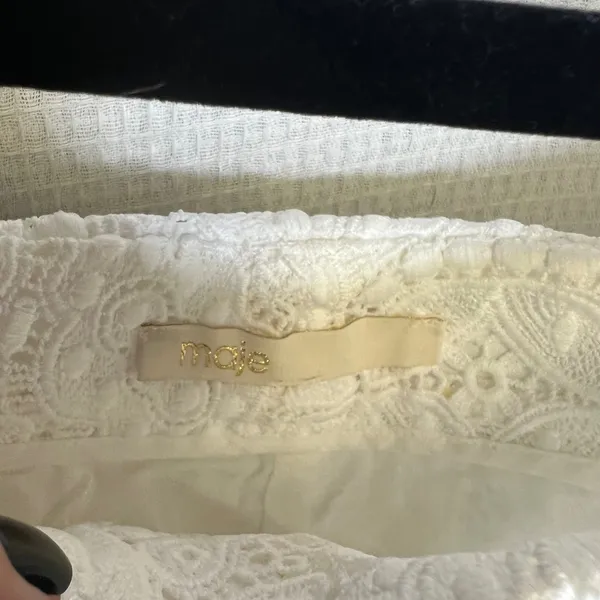 Maje E16IANIS Ecru White Guipure Floral Lace Scalloped High Rise Shorts - Image 3