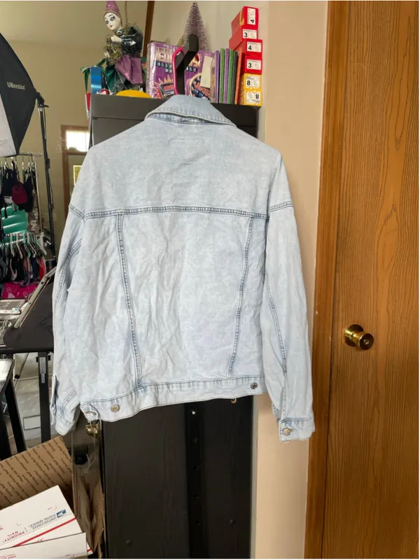 Women's &Denim Light Blue Jean Jacket Size M - Image 2
