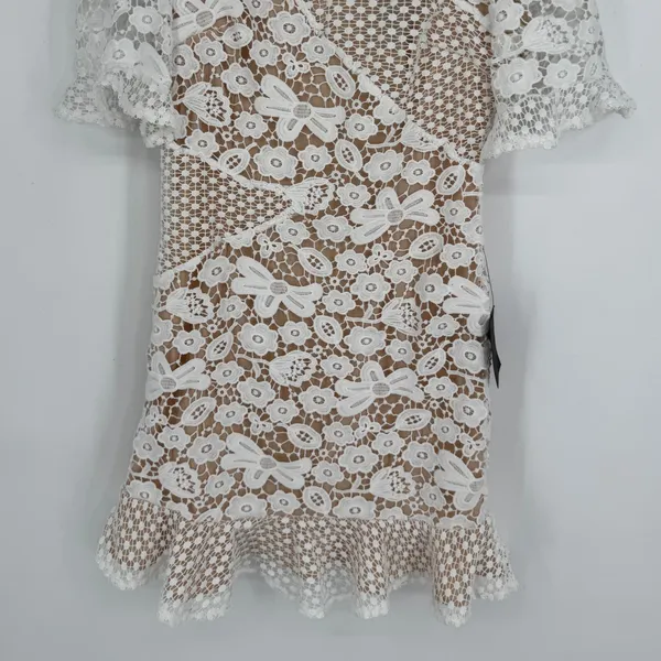 Lulus My Dearest White Lace Short Sleeve Mini Dress Medium White Bridal Cocktail - Image 5