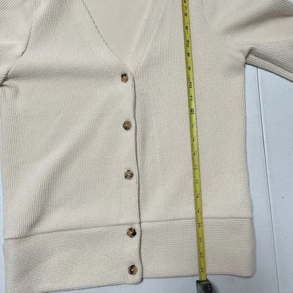 Madewell Ottoman Rib Cardigan Top Ribbed Cream White Button Front Sweater Size S - Image 7
