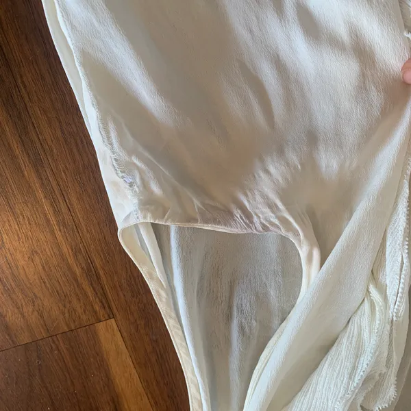 cream silk ruffled tunic - Image 6