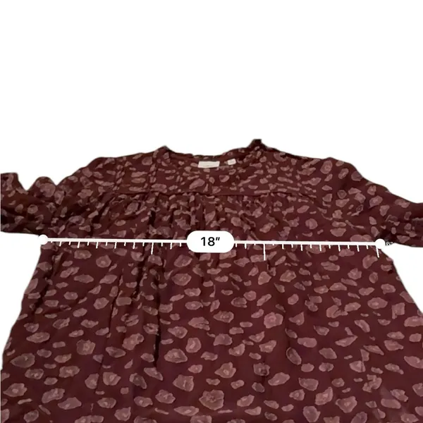 Aritzia Wilfred Lourdes‎ Burgundy Dot Print Tie Long Sleeve Top Sz XS - Image 10