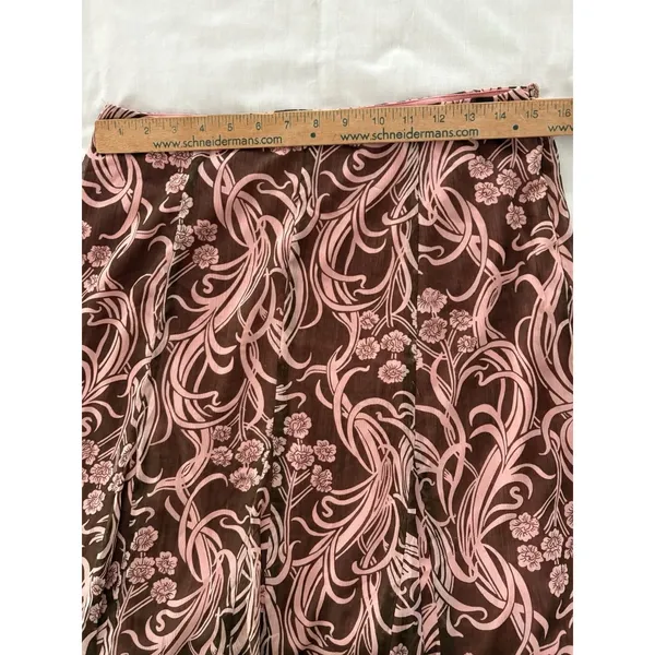 Y2k Skirt Pink & Brown Floral Fairycore Fairy Whimsy Size 6 Lined Silky Cato - Image 7