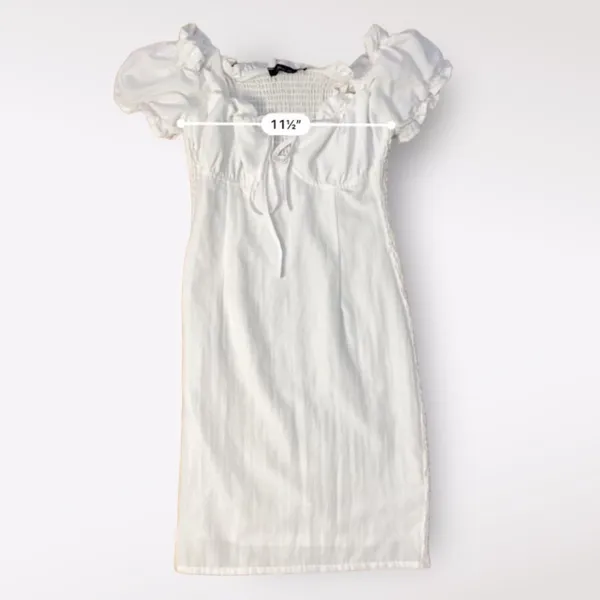 Anna Grace White Puff Sleeve Mini‎ Dress Size S - Image 4