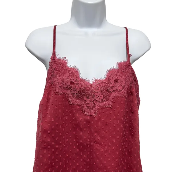 Abercrombie Fitch Women Lace Trim‎ Cami M Rose Swiss Dot Romantic Coquette Y2K - Image 3