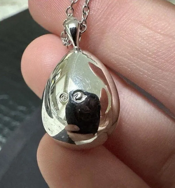 Swarovski (Swan Signed) Crystal Teardrop Silver Tone Necklace - Image 2
