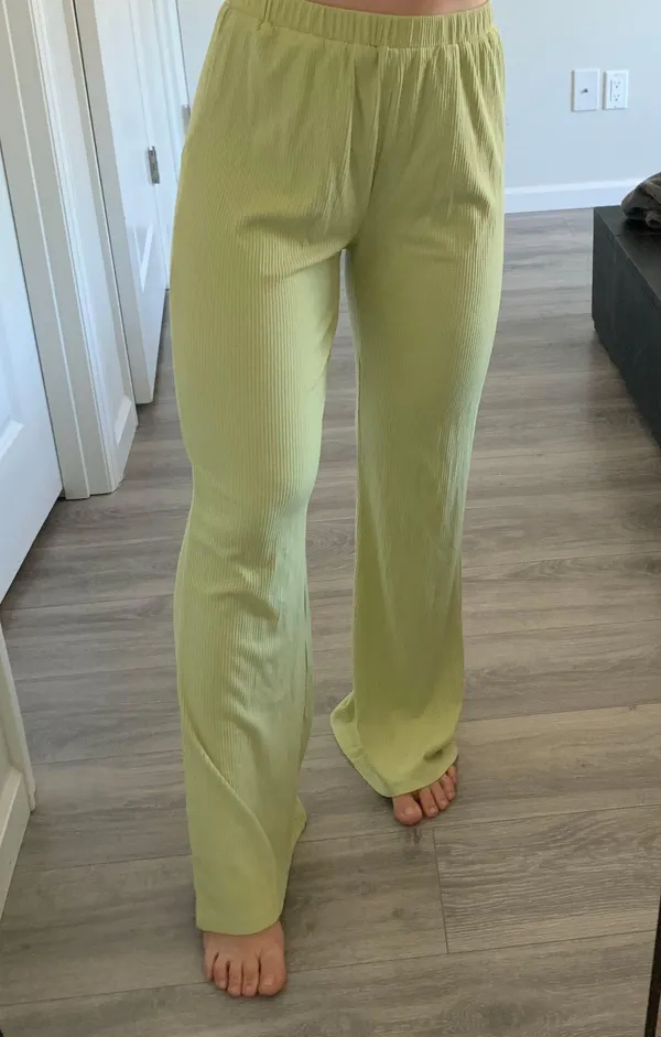 Lounge Lulu’s Light Green Ribbed Wide-Leg Pants - Image 8