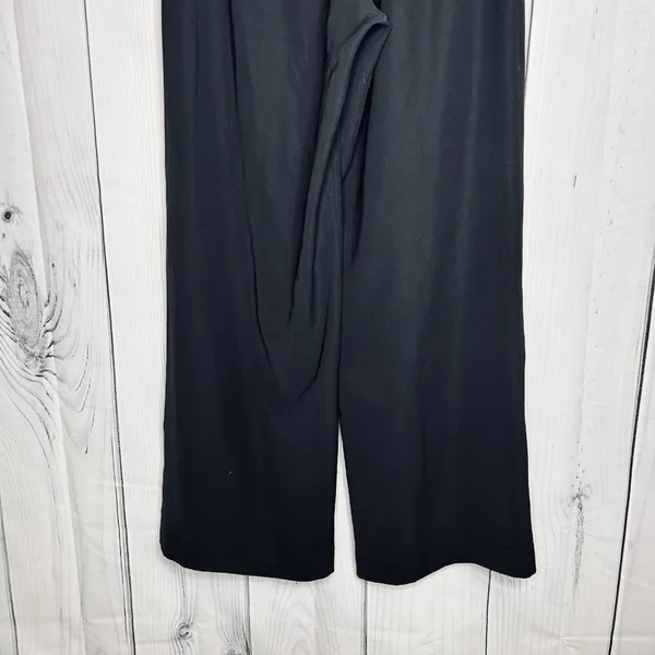 LULULEMON Noir Pant Women Sz 10 Wide Leg Tie Elastic Waist Black Slash Pockets - Image 6