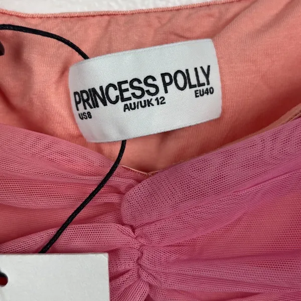Princess Polly Rosalina Sheer Maxi Dress 8 Pink Orange Ombre Mesh‎ Slit NEW - Image 5