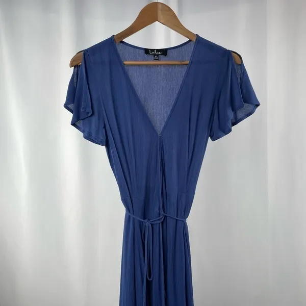 Lulus Heart of Marigold Wrap Maxi Dress‎ in Denim Blue Size Extra Small - Image 5