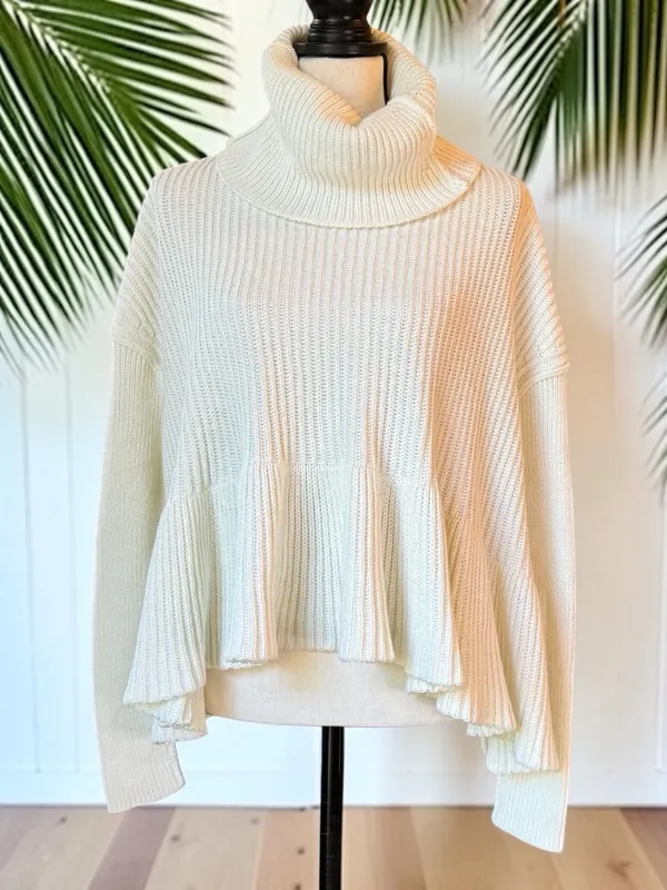 Free People Layer Cake Turtleneck Sweater Cream Size XS - Image 2