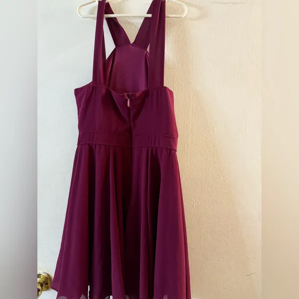 Lulus Wine Red Halter Mini Summer Dress‎ Sleeveless Chiffon Lined Red Size XS - Image 2