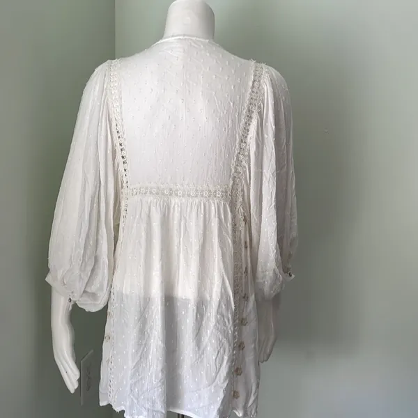 Free People Charlotte Swiss-Dot Tunic Dress Ivory - Image 10