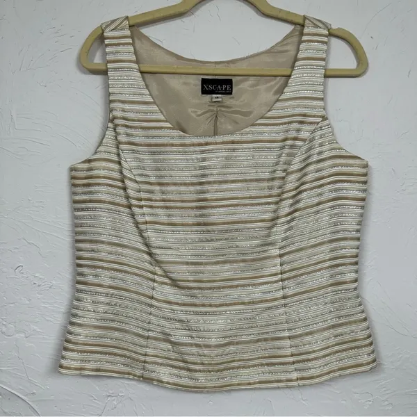 Xscape Gold Striped Blazer Jacket With Shell Womens 14 Set Formal Dressy - Image 2
