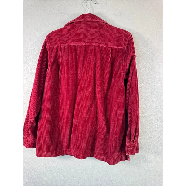LL Bean Red Corduroy Shirt Jacket Shacket Womens S Casual Classic Cotton Fall - Image 5