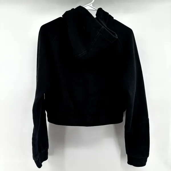 Gymshark Cropped 1/4 Zip Hoodie Jacket Oversized Athleisure Fleece Black Medium - Image 3