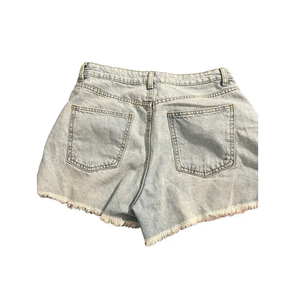 Cotton:On High Rise Mom Denim Shorts Raw Hem Bootie Cutoff Size 8 - Image 3