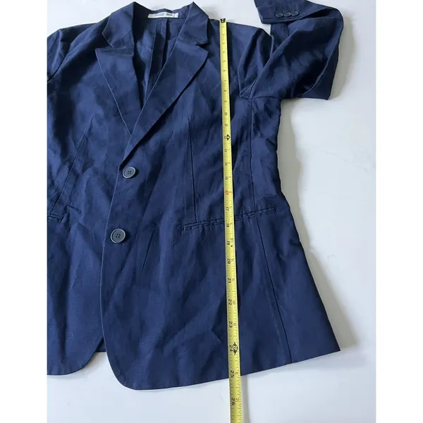 Uniqlo x Comptoir des Cotonniers Navy Linen Blend Blazer Jacket XS - Image 7