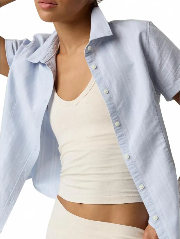 AE OFFLINE By Aerie Oxford Slim Short Sleeve Button Up Shirt American Eagle NWT - Image 6